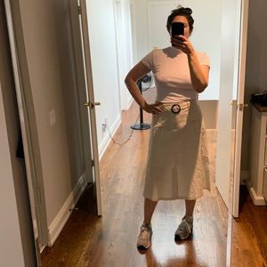 BNWOT Who What Wear Beige MIDI Skirt with belt - US12